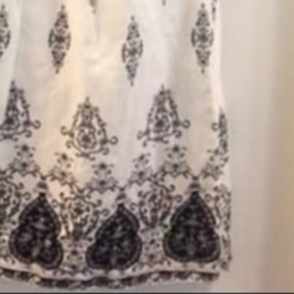 White Black Cotton Linen Dress Size Medium - Picture 3 of 3